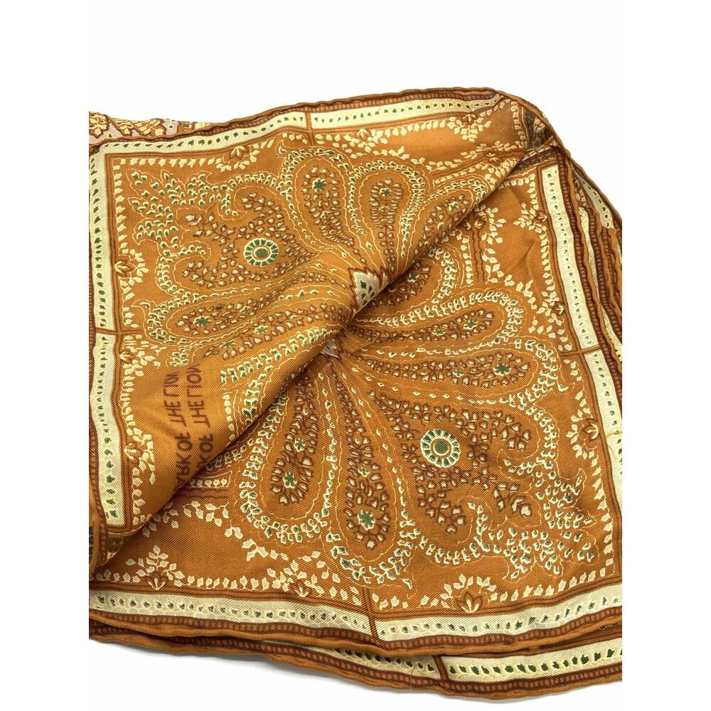 Vintage Anne Klein Mark of the Lion Scarf Paisley 30” Square Fall Colors - Picture 4 of 4